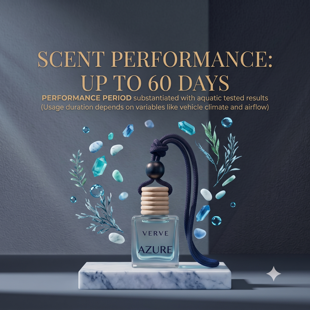 VERVE car diffuser up to 60 days continuous scent performance card
